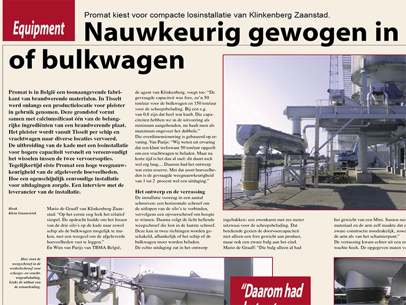 Nauwkeurig in schip of bulkwagen