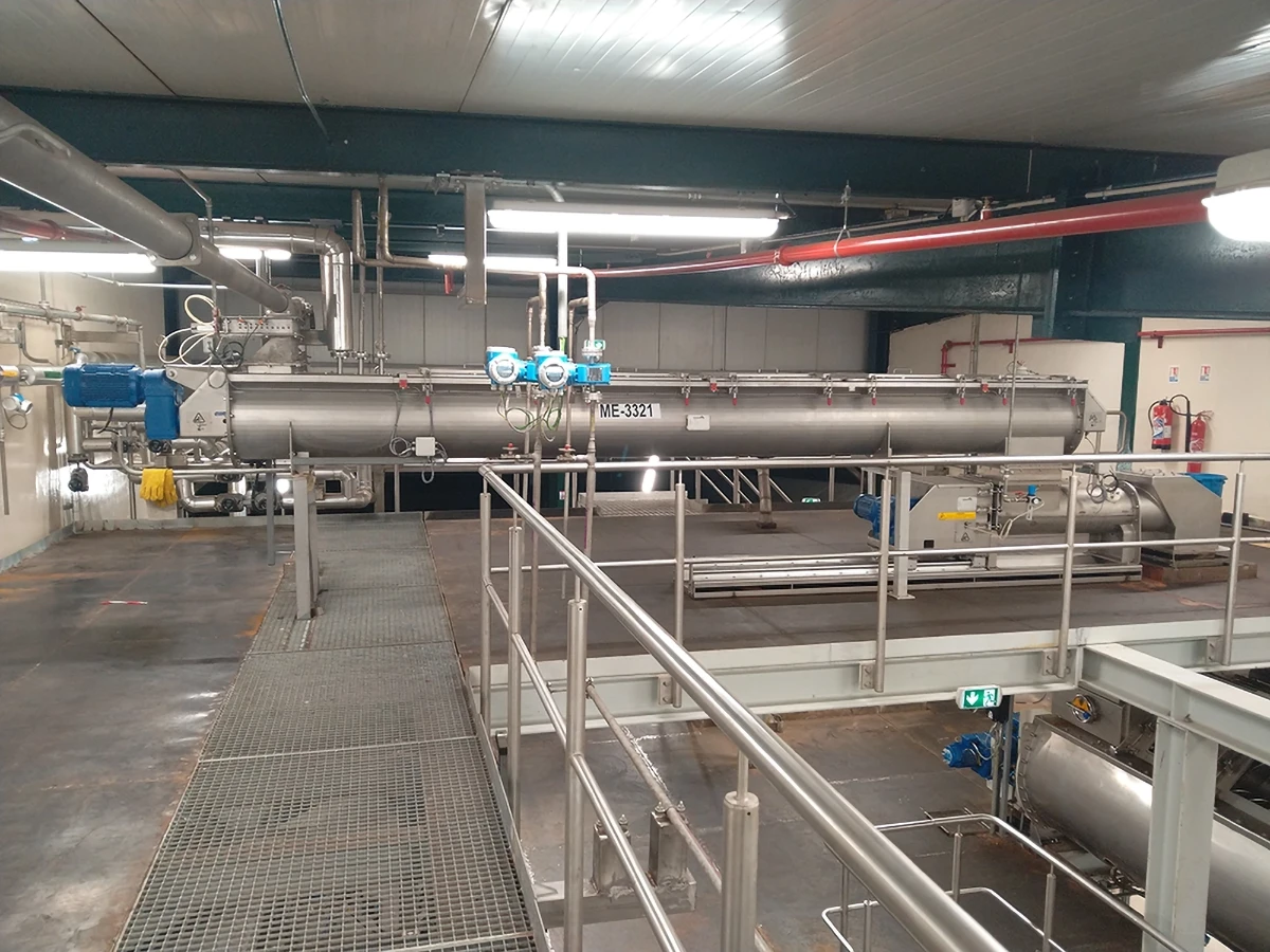 Hygiëniseren / verblijven met een schroefwarmtewisselaar